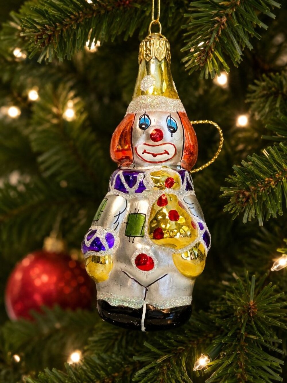 Vintage Glass Clown Christmas Ornament Italy Hand Blown Holiday Tree